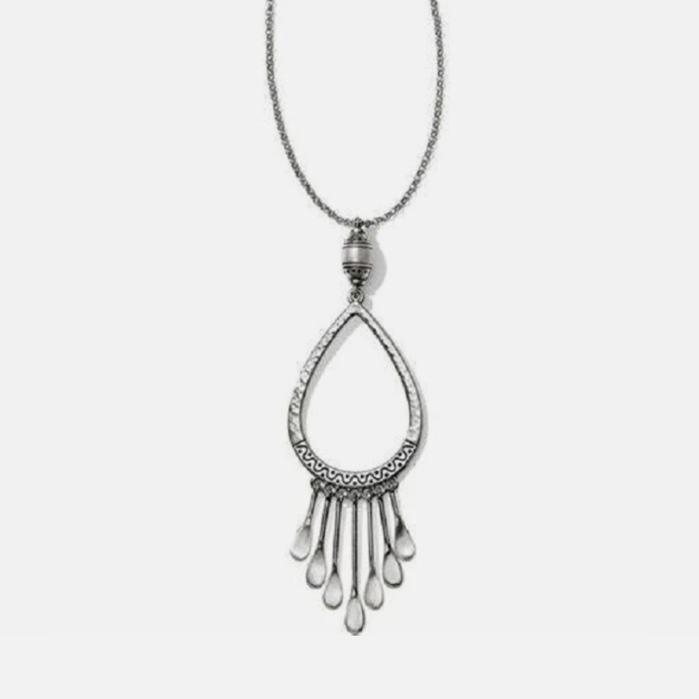 Brighton MARRAKESH OASIS Teardrop Dangle Silver Long Necklace